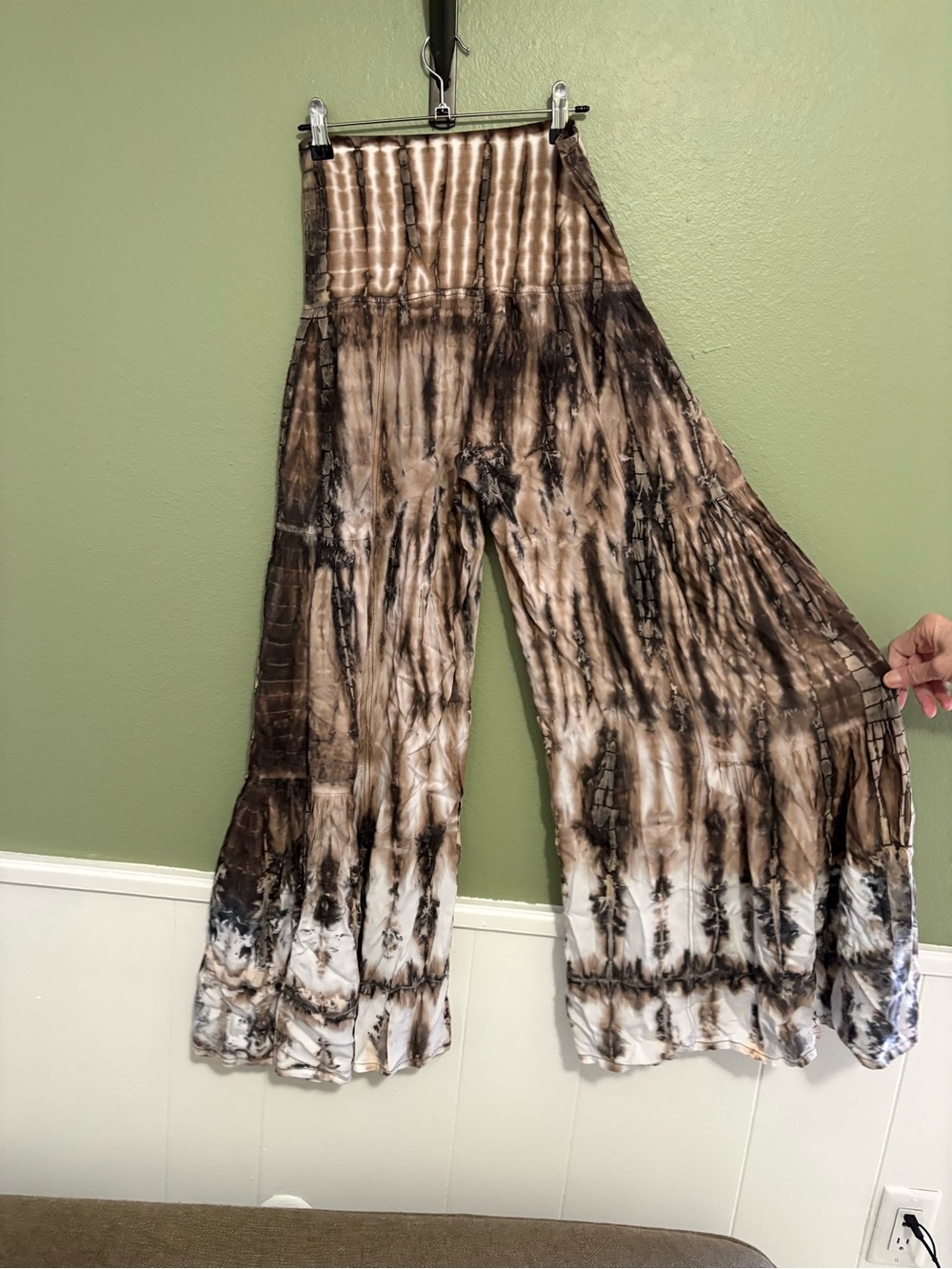 Tie-Dye Wide Leg Jumpsuit Pants - Brown